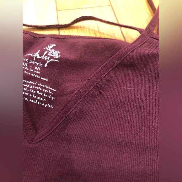 FREE PEOPLE Intimately nylon-spandex strappy v-neck off the shoulder top. M/L - Picture 6 of 12